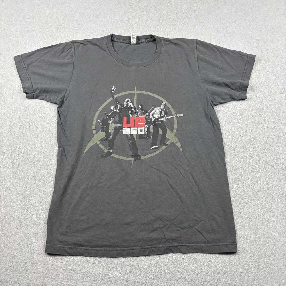 U2 360 Tour 2011 Concert T-Shirt Mens Small Charcoal Gray American Apparel USA